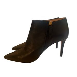 J Crew Low Cut Leather Ankle Bootie Size 7.5-8 Black Pointed Toe Boots